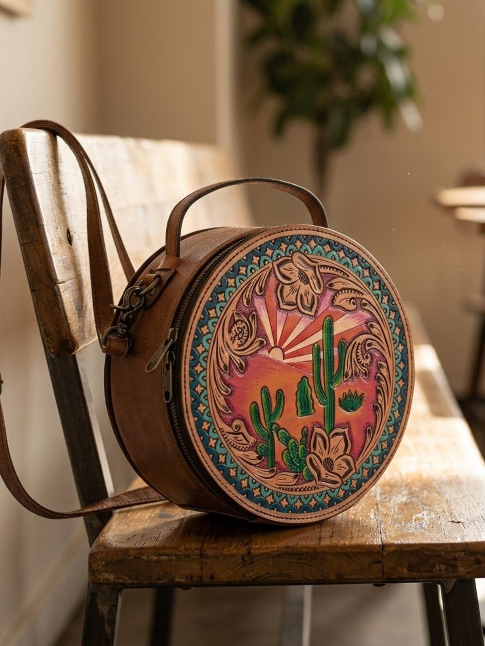 American Darling Desert Sunrise Tooled Crossbody